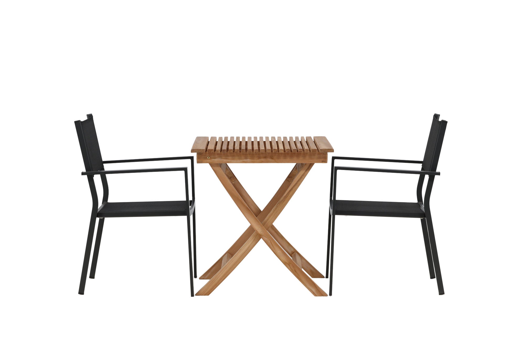 Venture Home Ghana - Folding bord- Natural - Teak - 70*70cm _1+ Copacabana Stacking stol - Black/Black _2