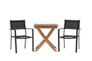 Venture Home Ghana - Folding bord- Natural - Teak - 70*70cm _1+ Copacabana Stacking stol - Black/Black _2