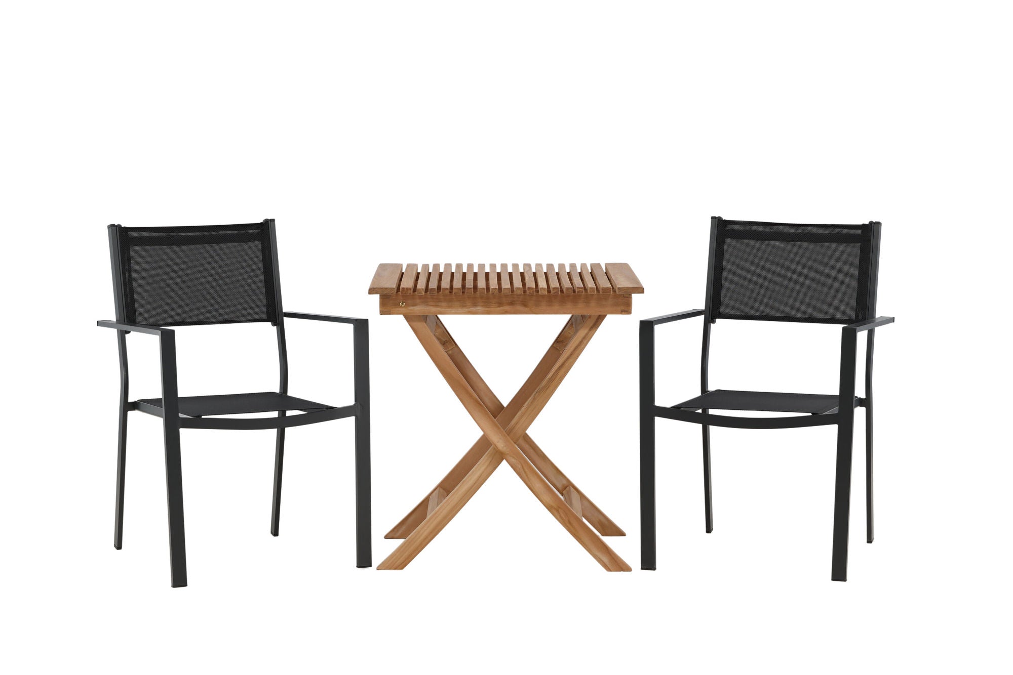 Venture Home Ghana - Folding bord- Natural - Teak - 70*70cm _1+ Copacabana Stacking stol - Black/Black _2