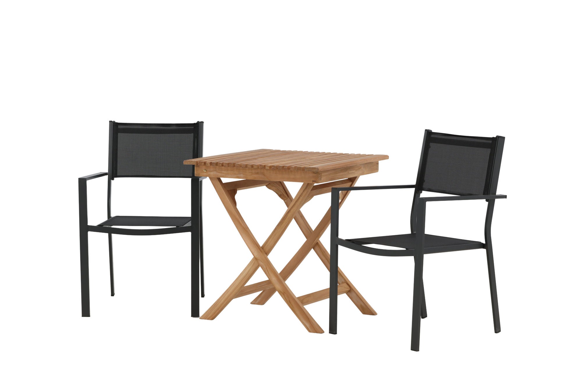 Venture Home Ghana - Folding bord- Natural - Teak - 70*70cm _1+ Copacabana Stacking stol - Black/Black _2