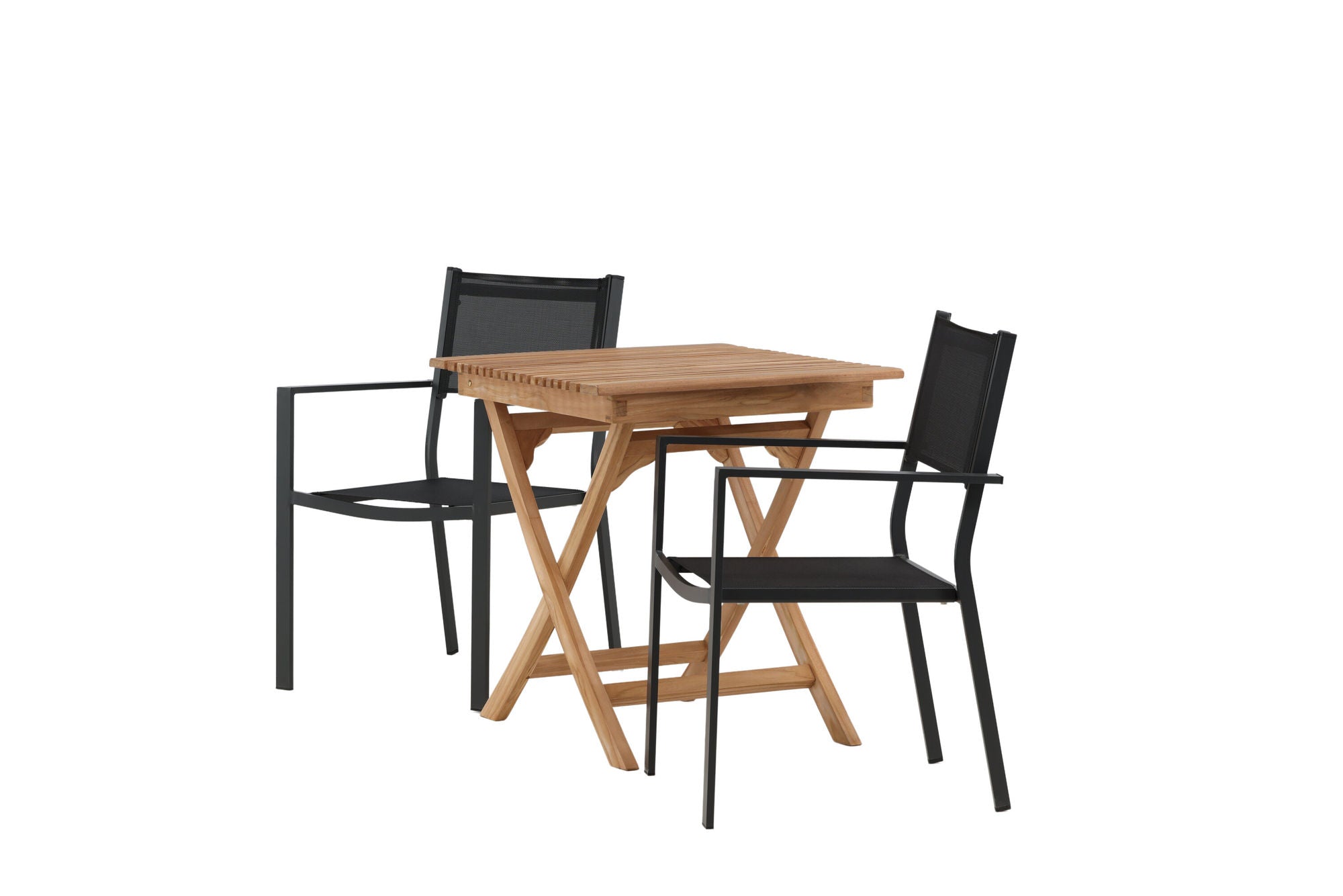 Venture Home Ghana - Folding bord- Natural - Teak - 70*70cm _1+ Copacabana Stacking stol - Black/Black _2