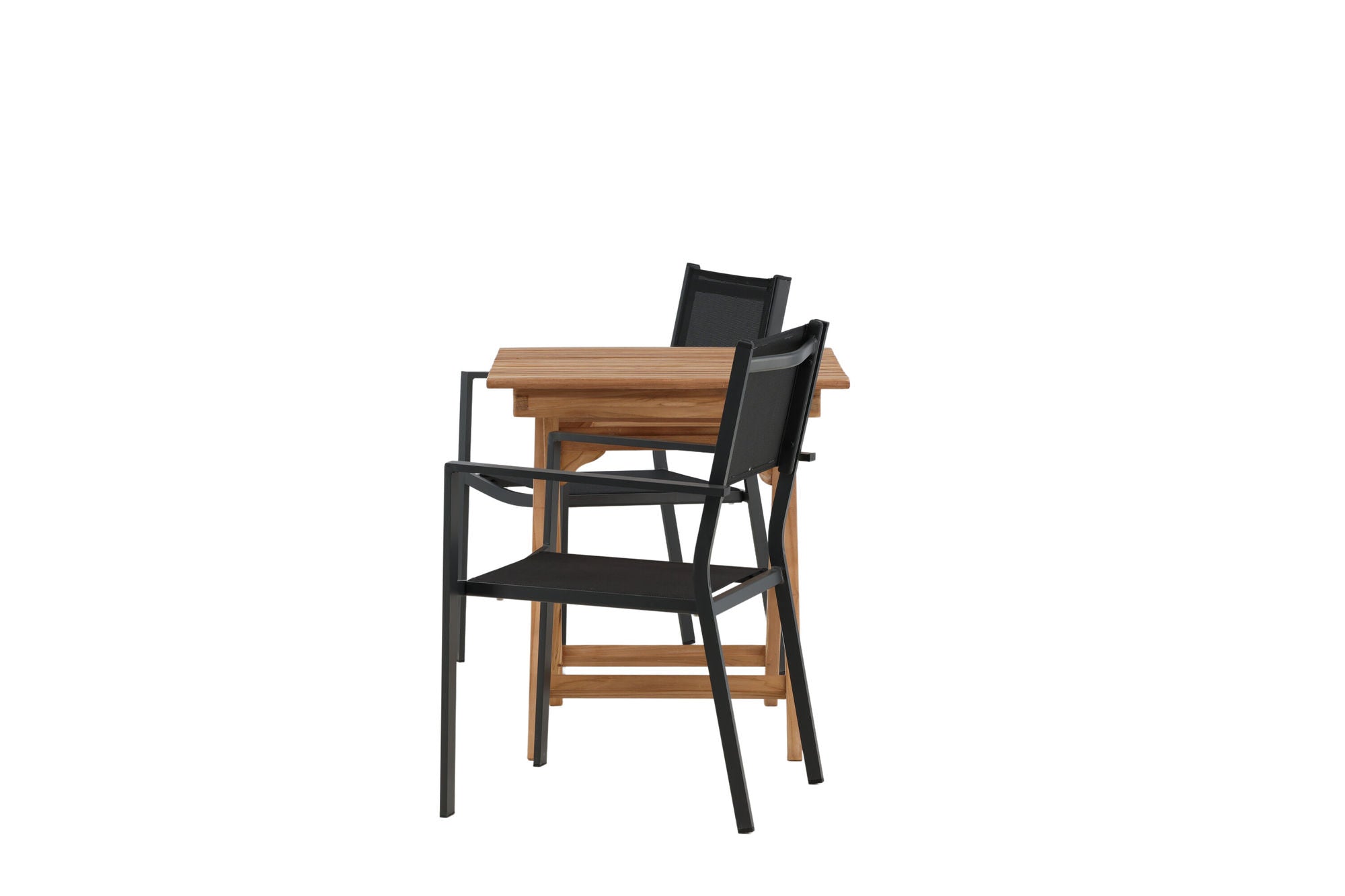 Venture Home Ghana - Folding bord- Natural - Teak - 70*70cm _1+ Copacabana Stacking stol - Black/Black _2