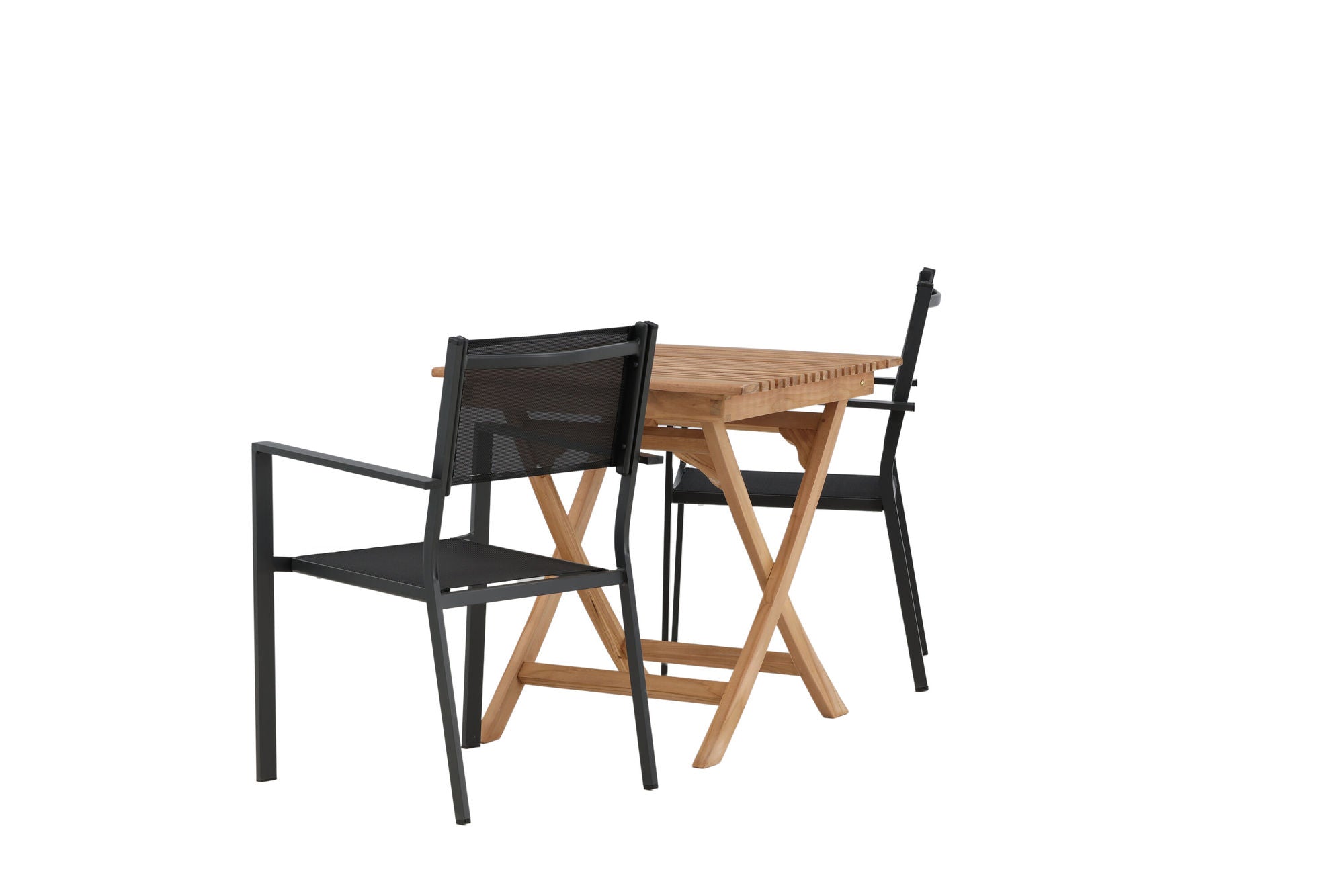 Venture Home Ghana - Folding bord- Natural - Teak - 70*70cm _1+ Copacabana Stacking stol - Black/Black _2