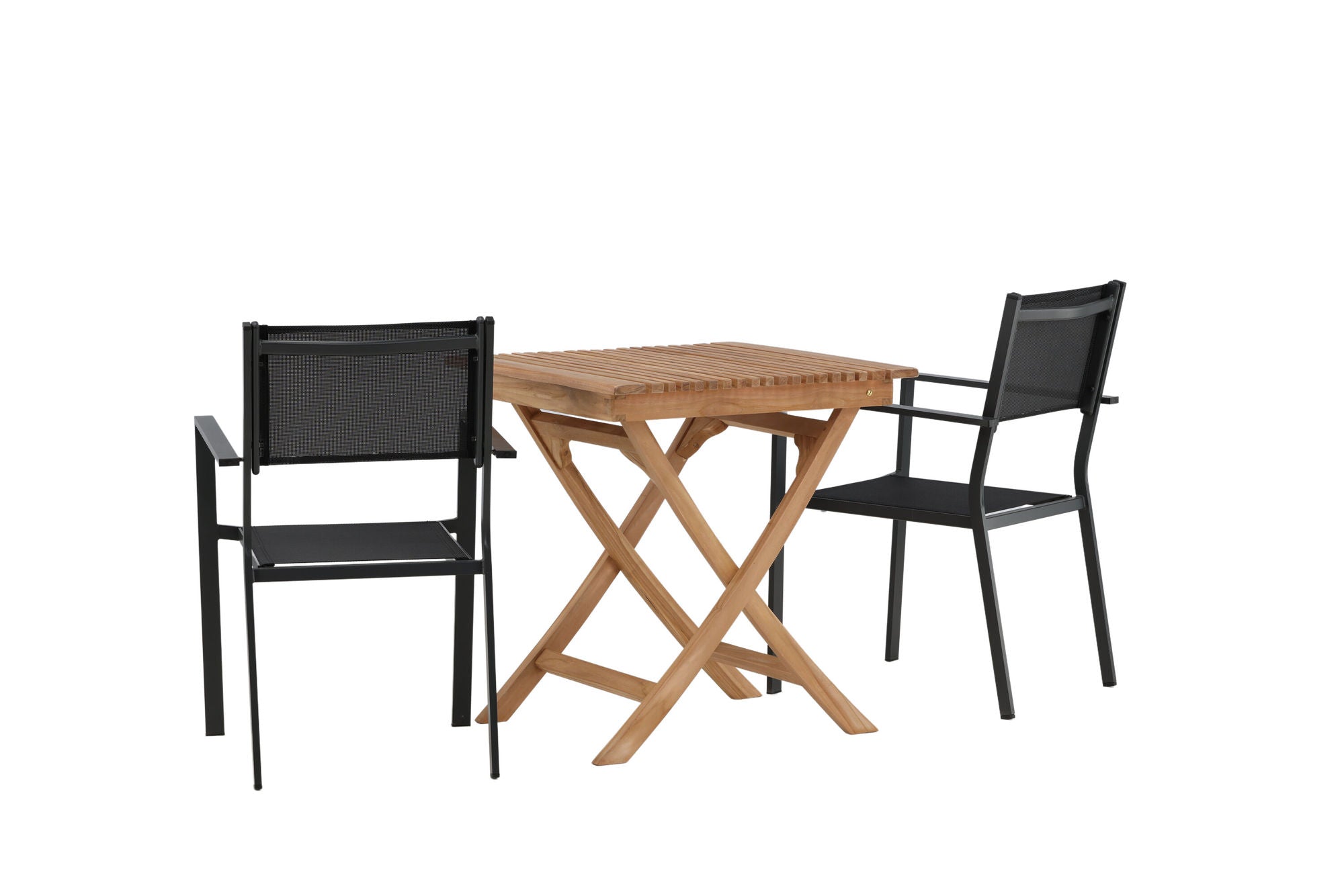 Venture Home Ghana - Folding bord- Natural - Teak - 70*70cm _1+ Copacabana Stacking stol - Black/Black _2
