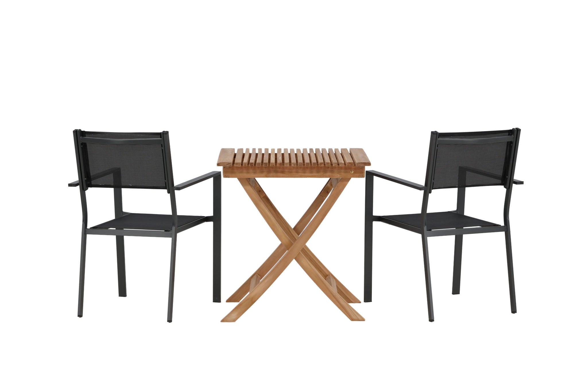 Venture Home Ghana - Folding bord- Natural - Teak - 70*70cm _1+ Copacabana Stacking stol - Black/Black _2