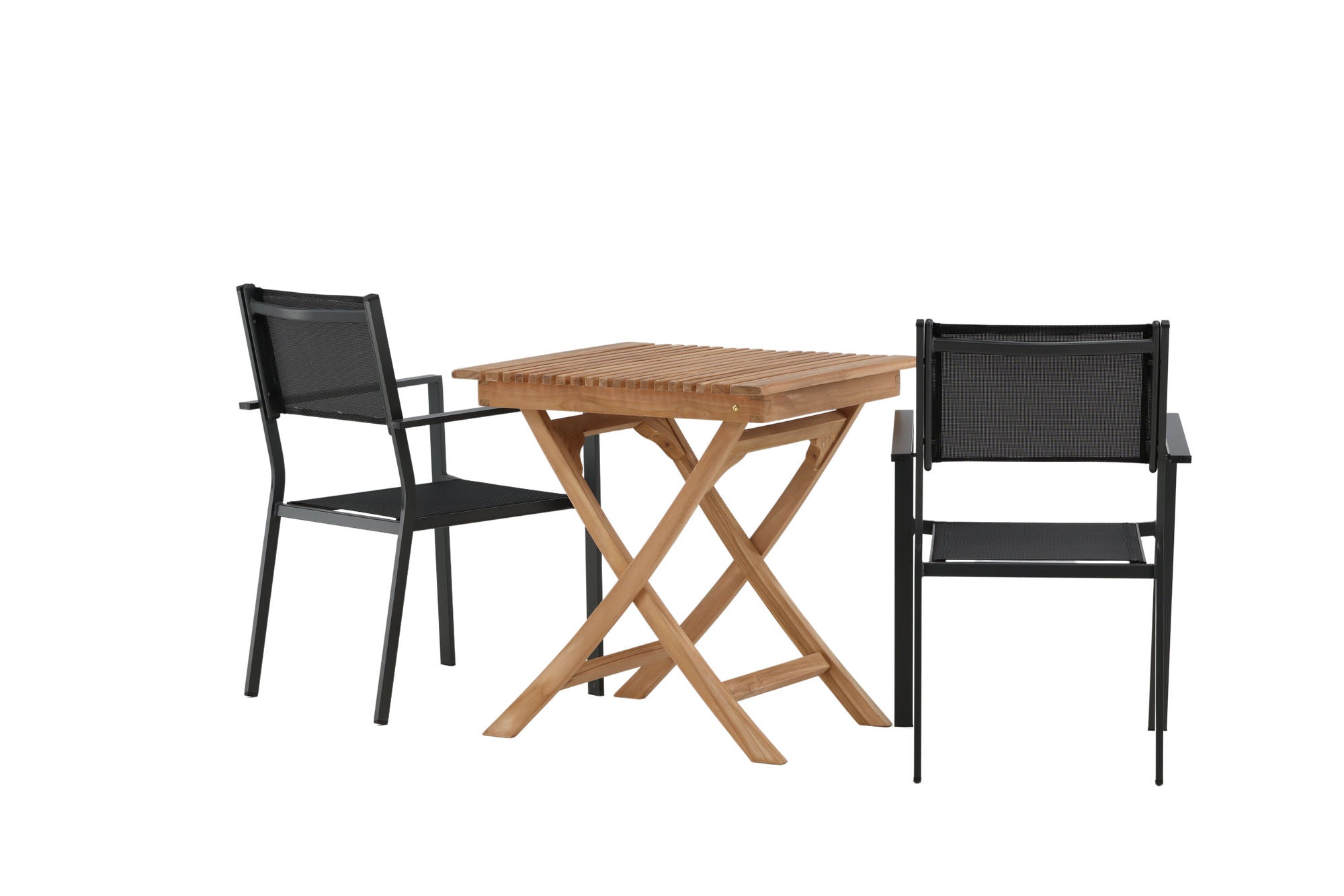 Venture Home Ghana - Folding bord- Natural - Teak - 70*70cm _1+ Copacabana Stacking stol - Black/Black _2