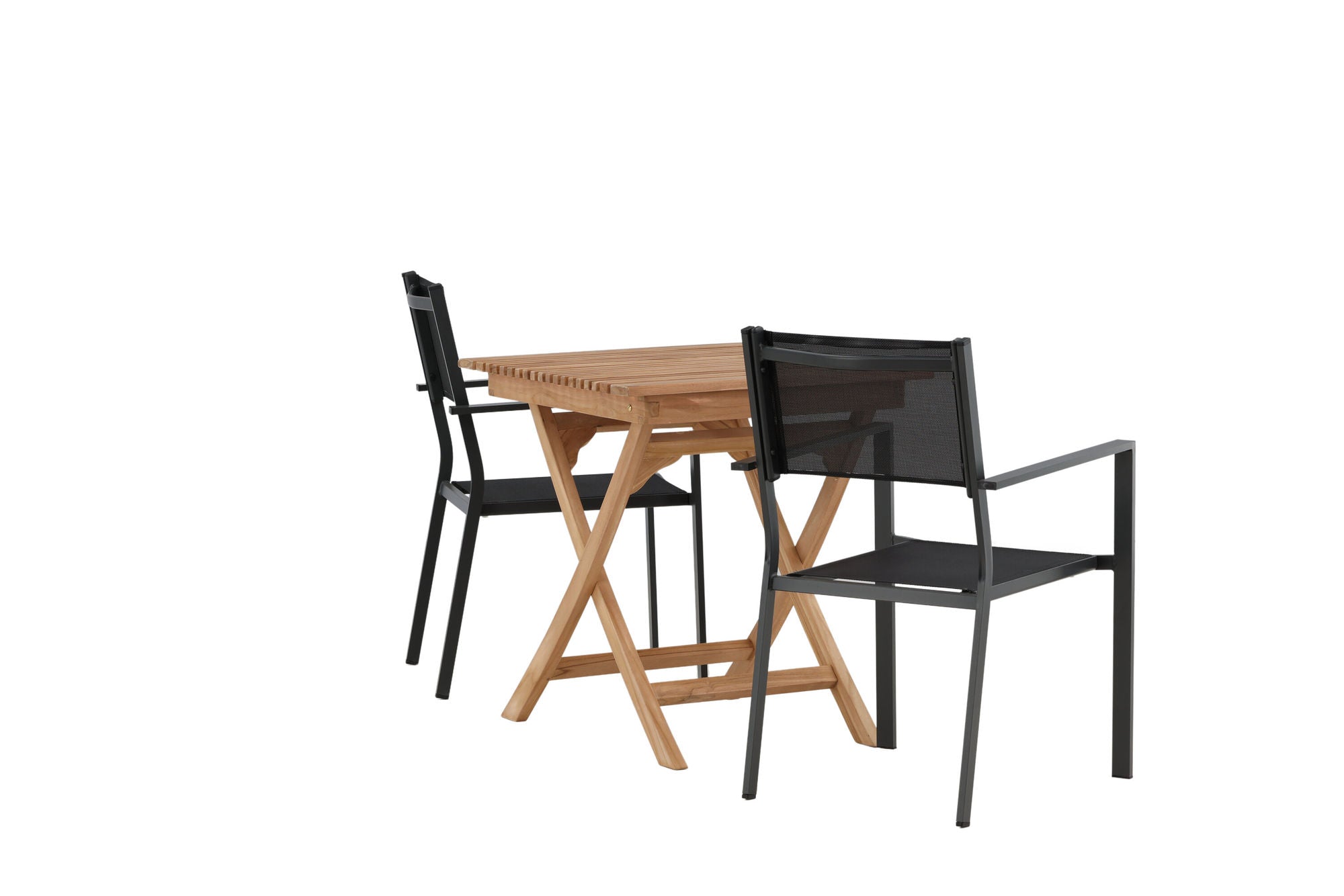 Venture Home Ghana - Folding bord- Natural - Teak - 70*70cm _1+ Copacabana Stacking stol - Black/Black _2