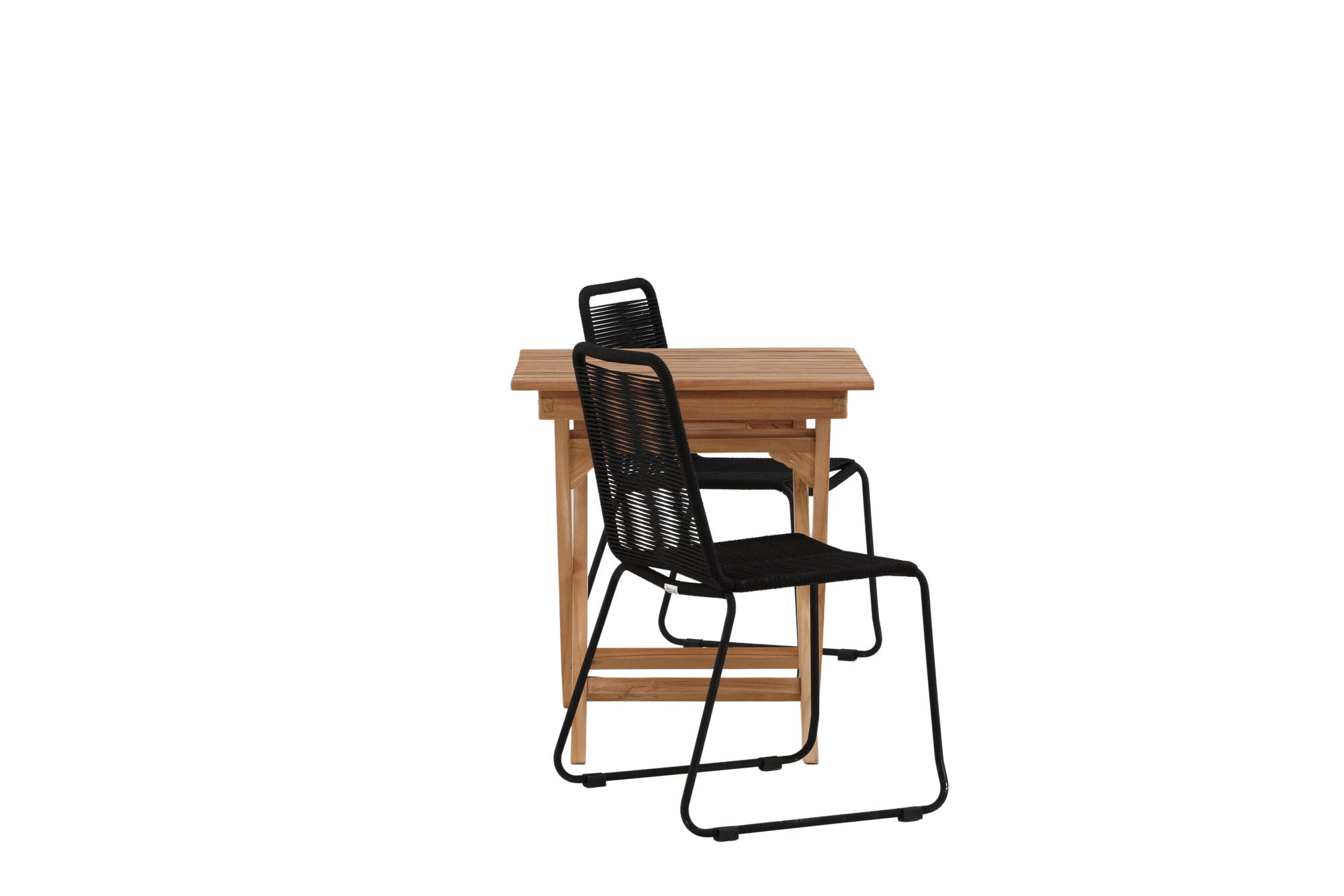 Venture Home Ghana - Folding bord- Natural - Teak - 70*70cm _1+ Lindos Stacking stol - Black Alu / Black Rope _2