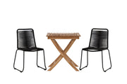 Venture Home Ghana - Folding bord- Natural - Teak - 70*70cm _1+ Lindos Stacking stol - Black Alu / Black Rope _2