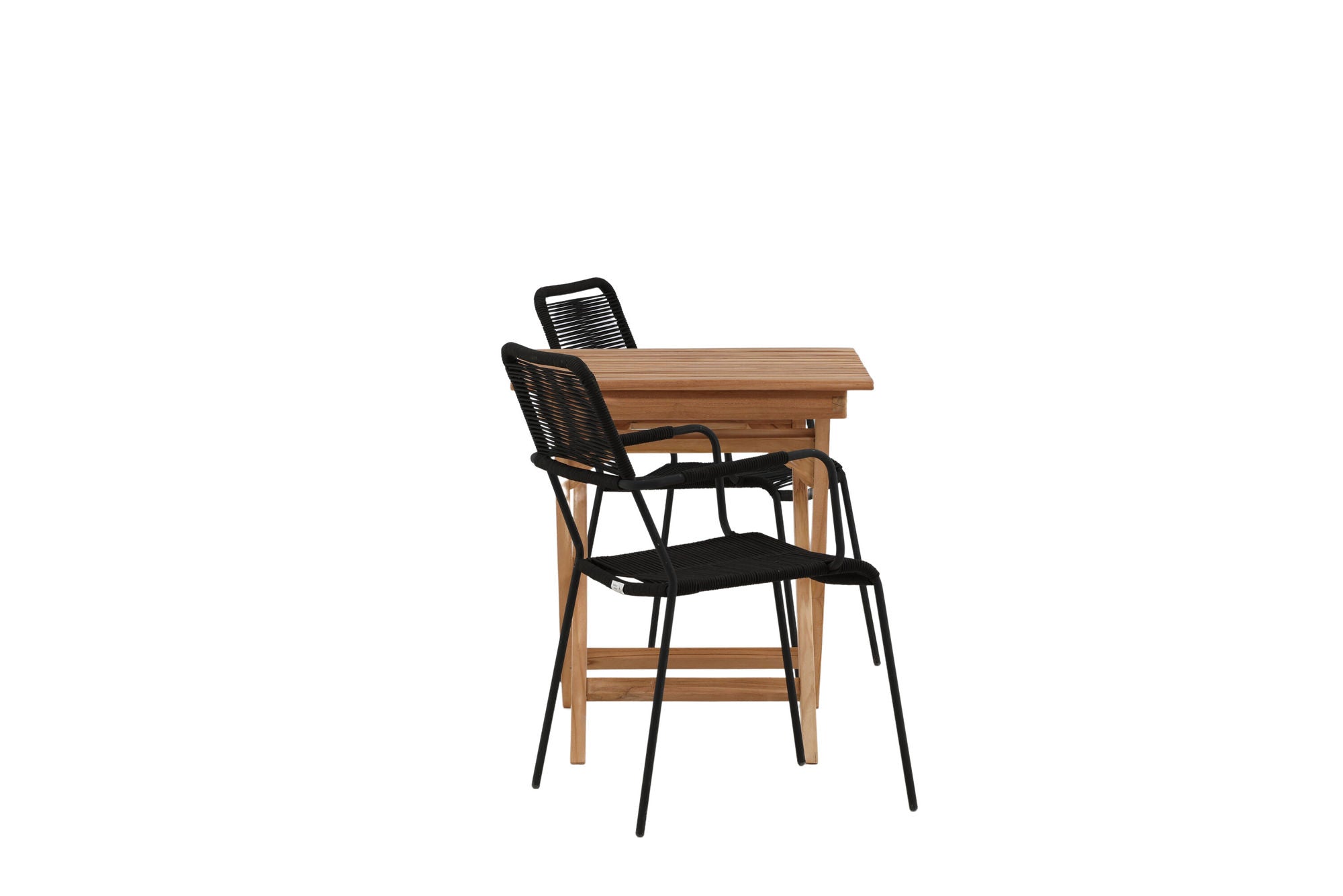 Venture Home Ghana - Folding bord- Natural - Teak - 70*70cm _1+ Lindos Armchair - Black Alu / Black Rope _2