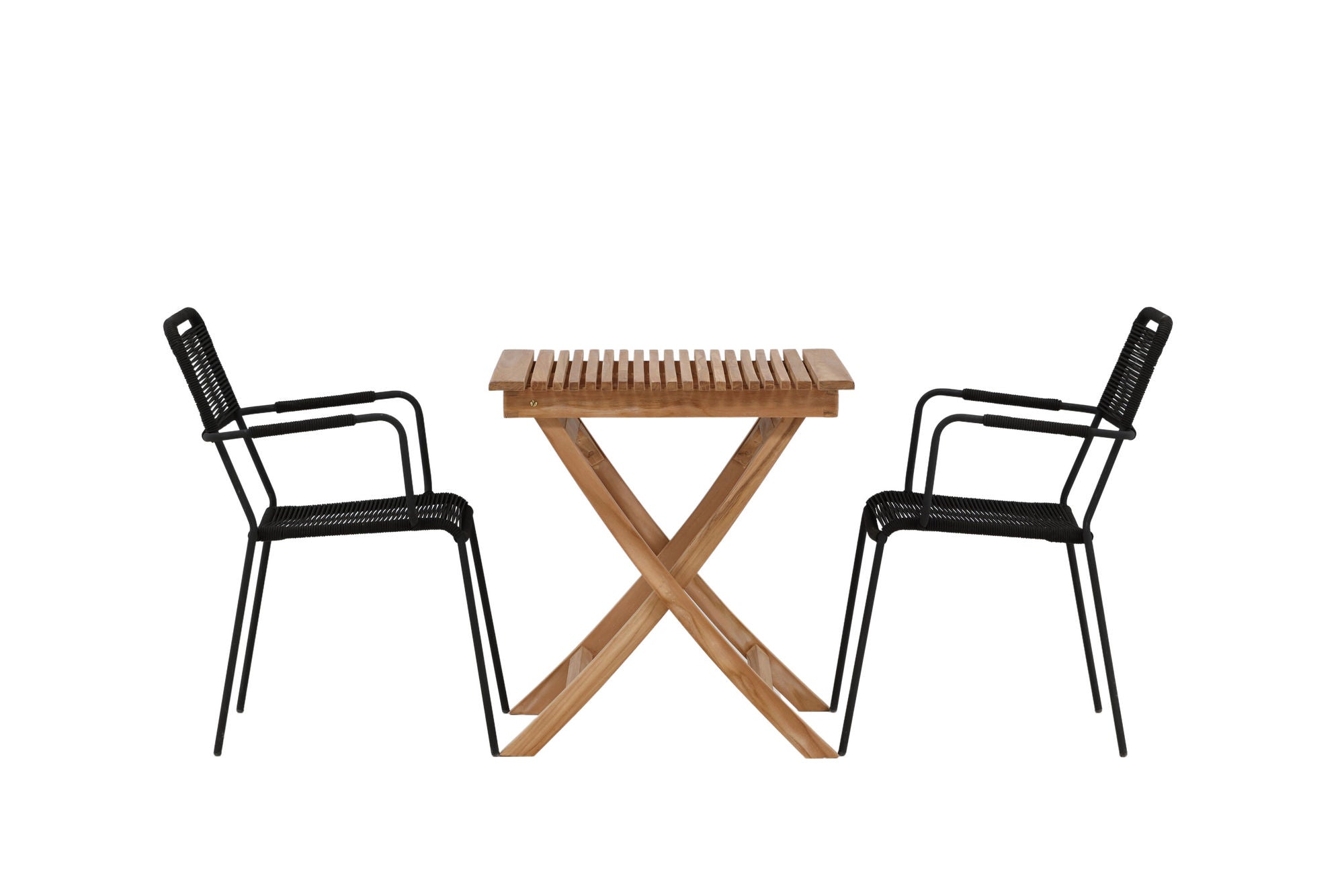 Venture Home Ghana - Folding bord- Natural - Teak - 70*70cm _1+ Lindos Armchair - Black Alu / Black Rope _2