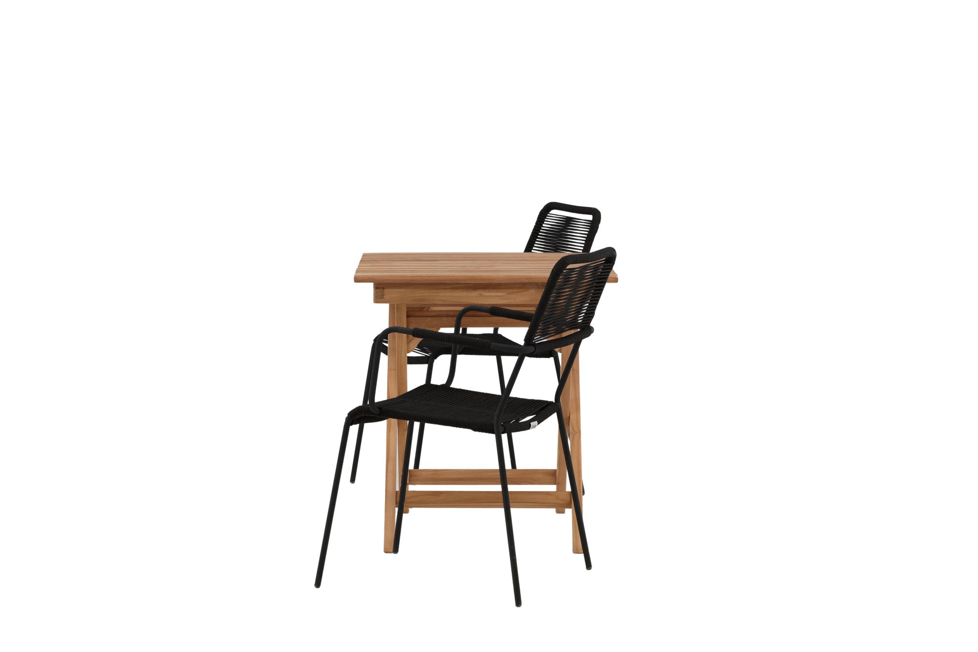 Venture Home Ghana - Folding bord- Natural - Teak - 70*70cm _1+ Lindos Armchair - Black Alu / Black Rope _2