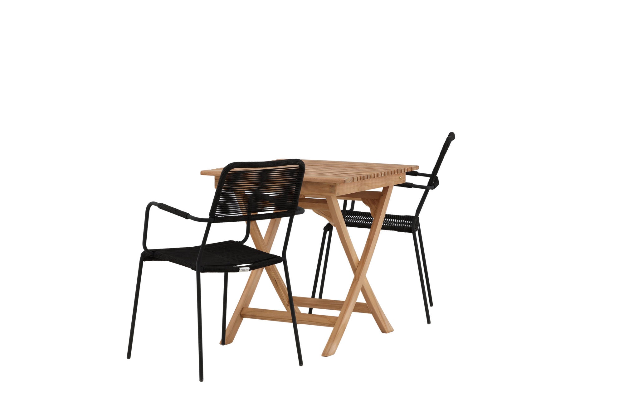 Venture Home Ghana - Folding bord- Natural - Teak - 70*70cm _1+ Lindos Armchair - Black Alu / Black Rope _2