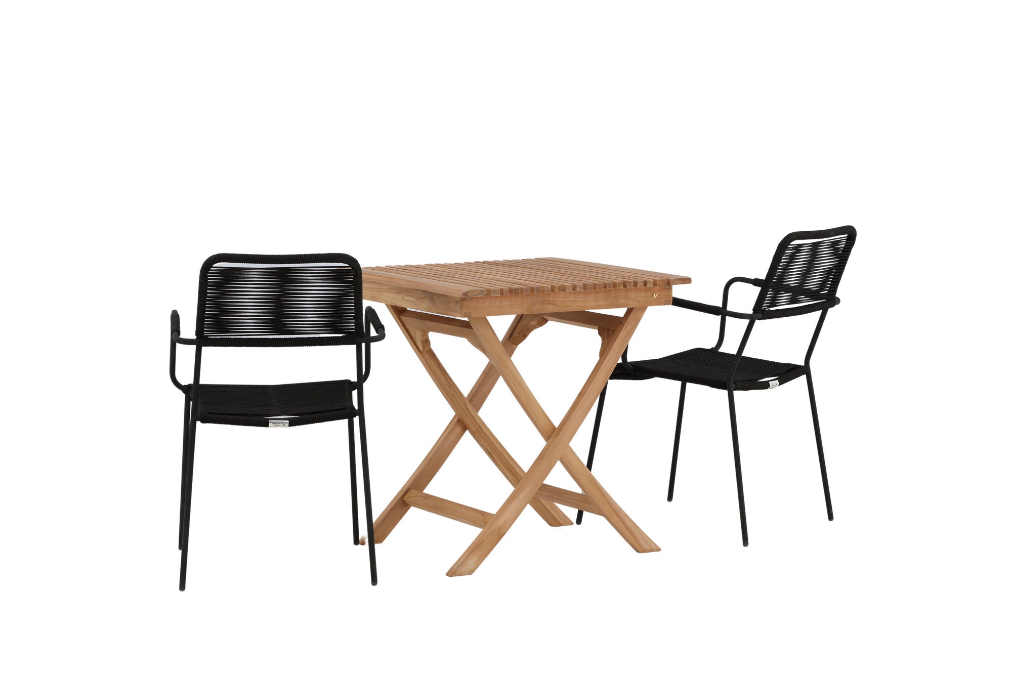 Venture Home Ghana - Folding bord- Natural - Teak - 70*70cm _1+ Lindos Armchair - Black Alu / Black Rope _2
