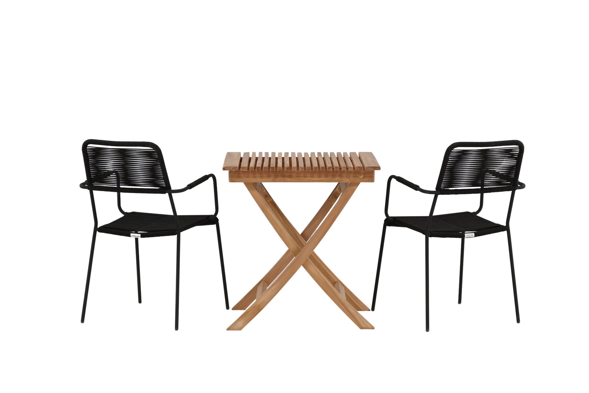 Venture Home Ghana - Folding bord- Natural - Teak - 70*70cm _1+ Lindos Armchair - Black Alu / Black Rope _2