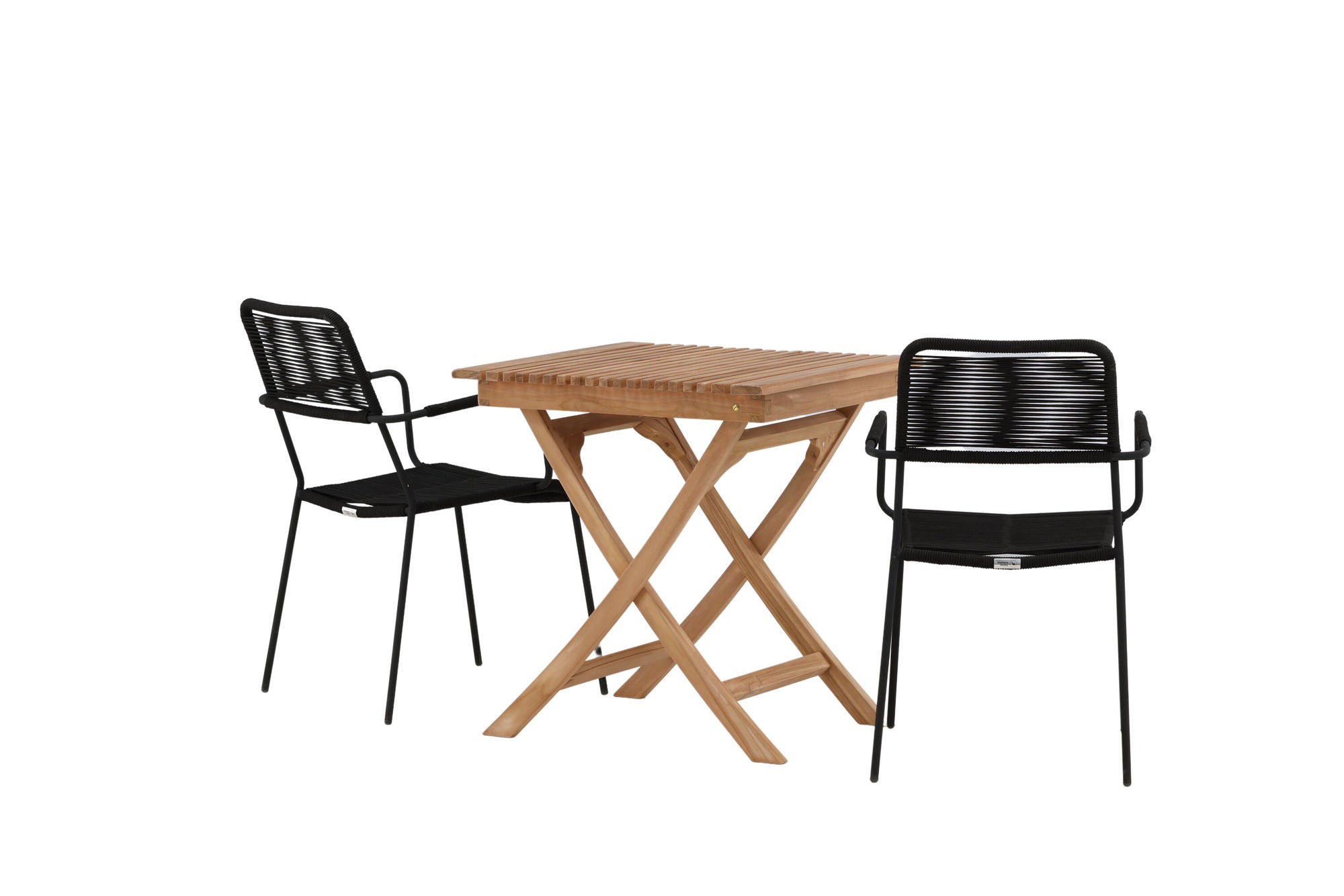 Venture Home Ghana - Folding bord- Natural - Teak - 70*70cm _1+ Lindos Armchair - Black Alu / Black Rope _2