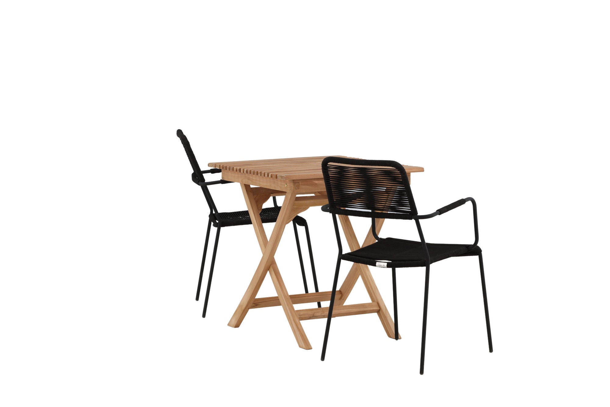 Venture Home Ghana - Folding bord- Natural - Teak - 70*70cm _1+ Lindos Armchair - Black Alu / Black Rope _2