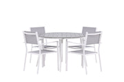 Venture Home Break - spisebord rund- White / Grey - Alu / Aintwood - 120ø _1+ Copacabana Stacking stol - White/Grey _4