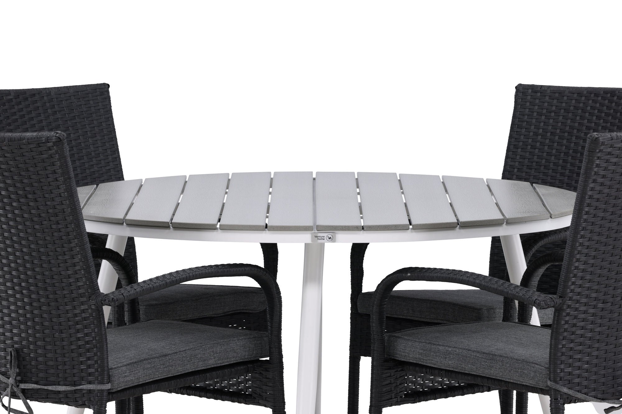 Venture Home Break - spisebord rund- White / Grey - Alu / Aintwood - 120ø _1+ Anna stol - Black _4