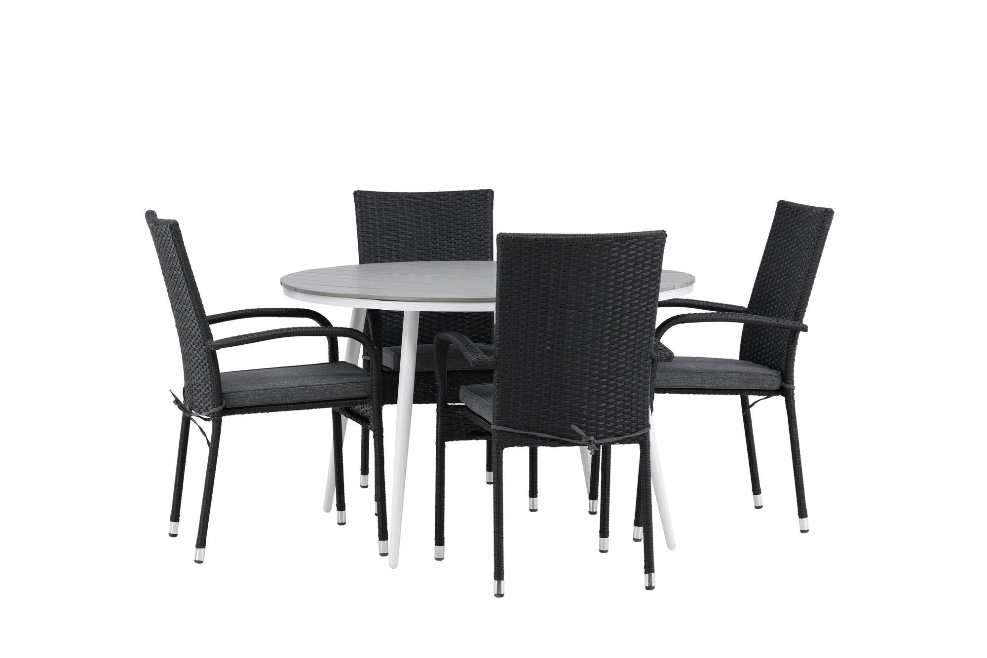 Venture Home Break - spisebord rund- White / Grey - Alu / Aintwood - 120ø _1+ Anna stol - Black _4