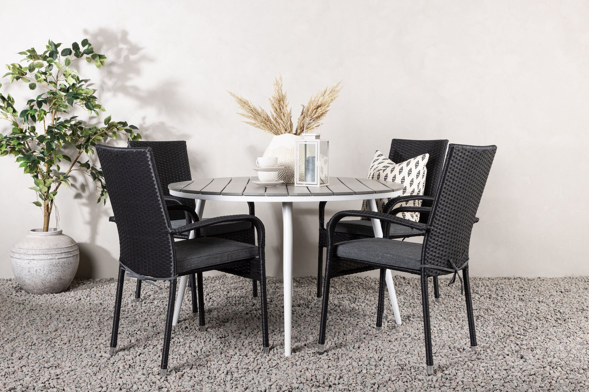 Venture Home Break - spisebord rund- White / Grey - Alu / Aintwood - 120ø _1+ Anna stol - Black _4