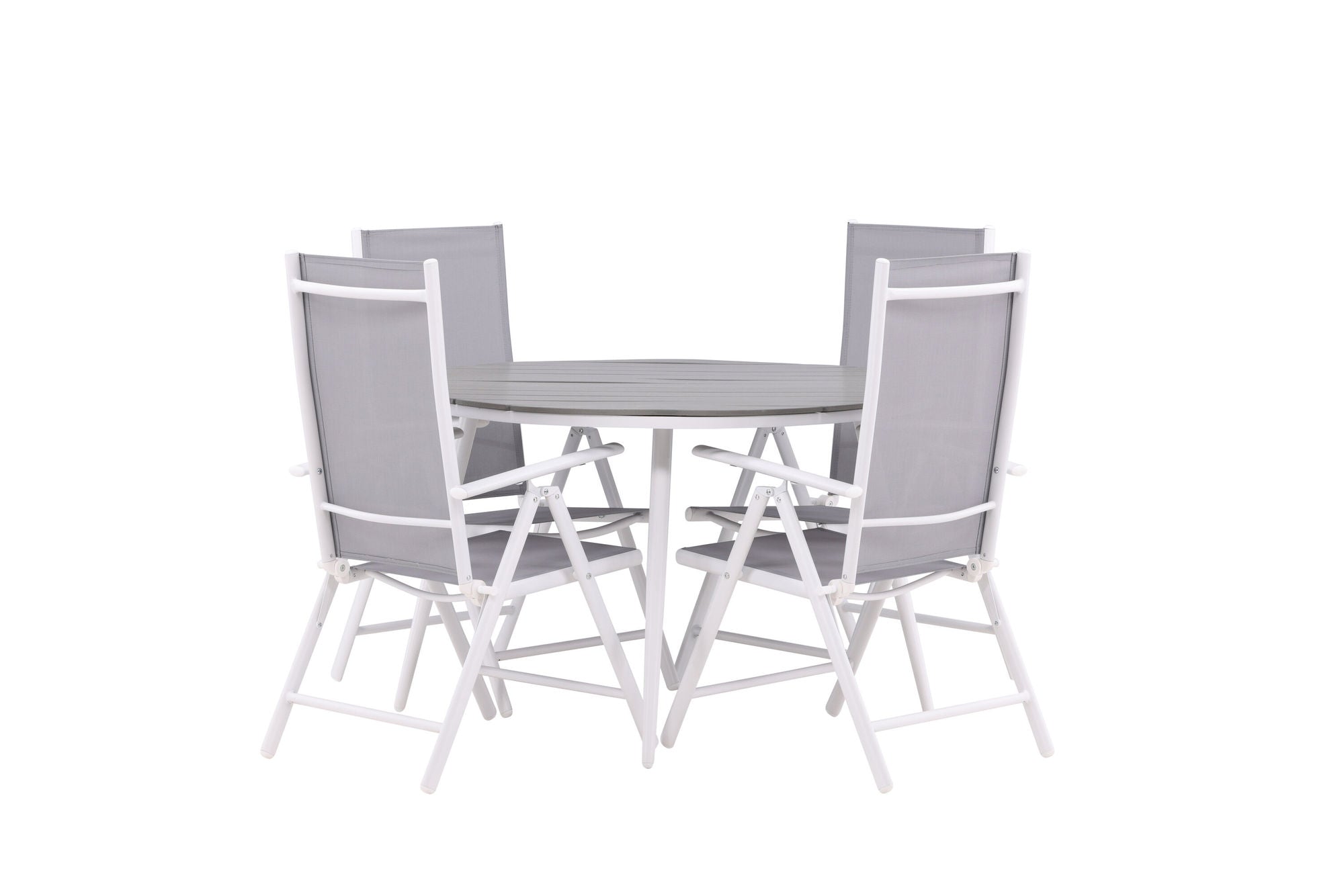 Venture Home Break - spisebord rund- White / Grey - Alu / Aintwood - 120ø _1+ Break 5:pos stol - White/Grey _4