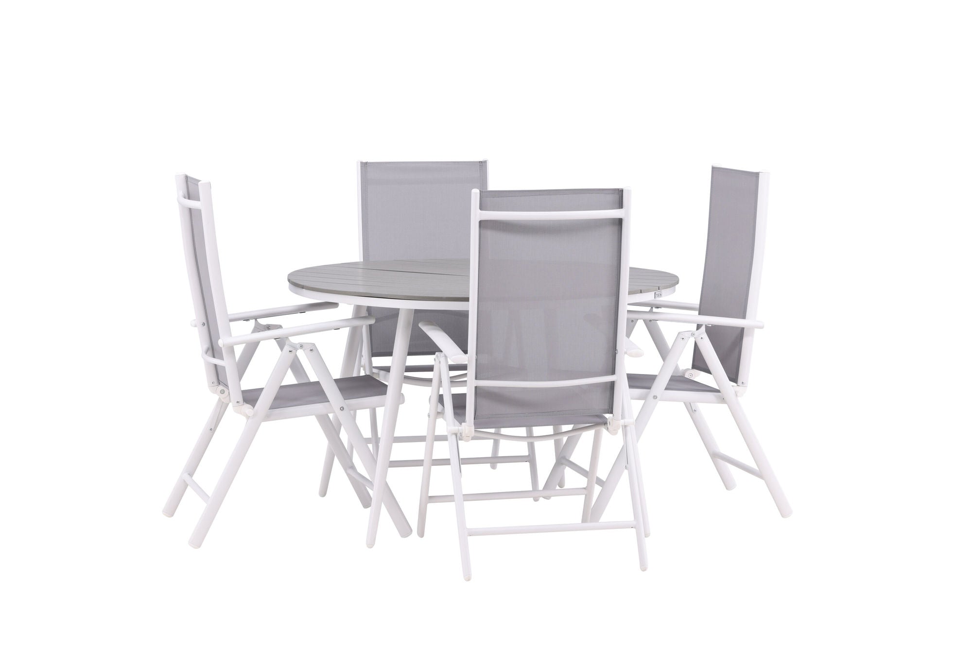 Venture Home Break - spisebord rund- White / Grey - Alu / Aintwood - 120ø _1+ Break 5:pos stol - White/Grey _4