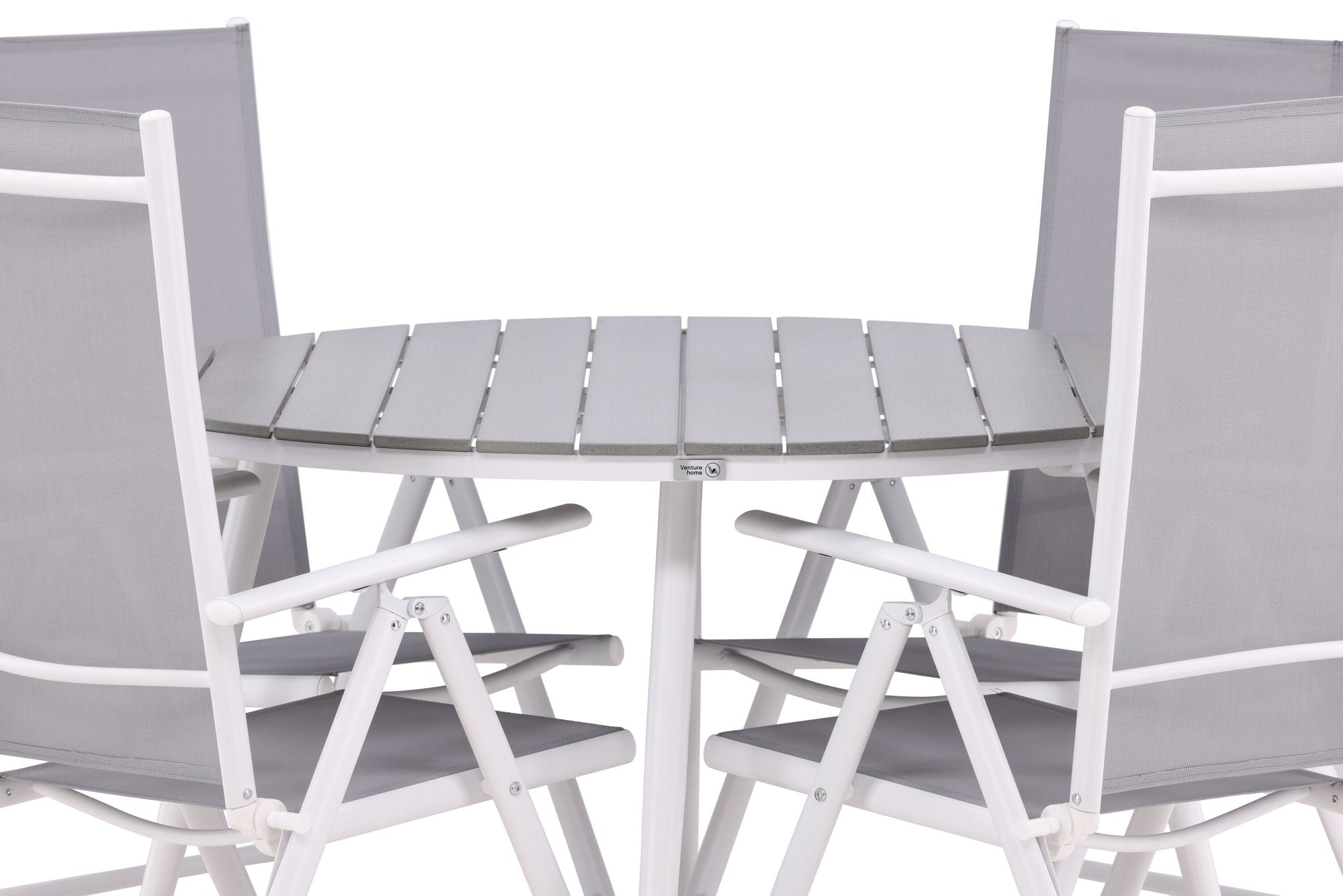 Venture Home Break - spisebord rund- White / Grey - Alu / Aintwood - 120ø _1+ Break 5:pos stol - White/Grey _4