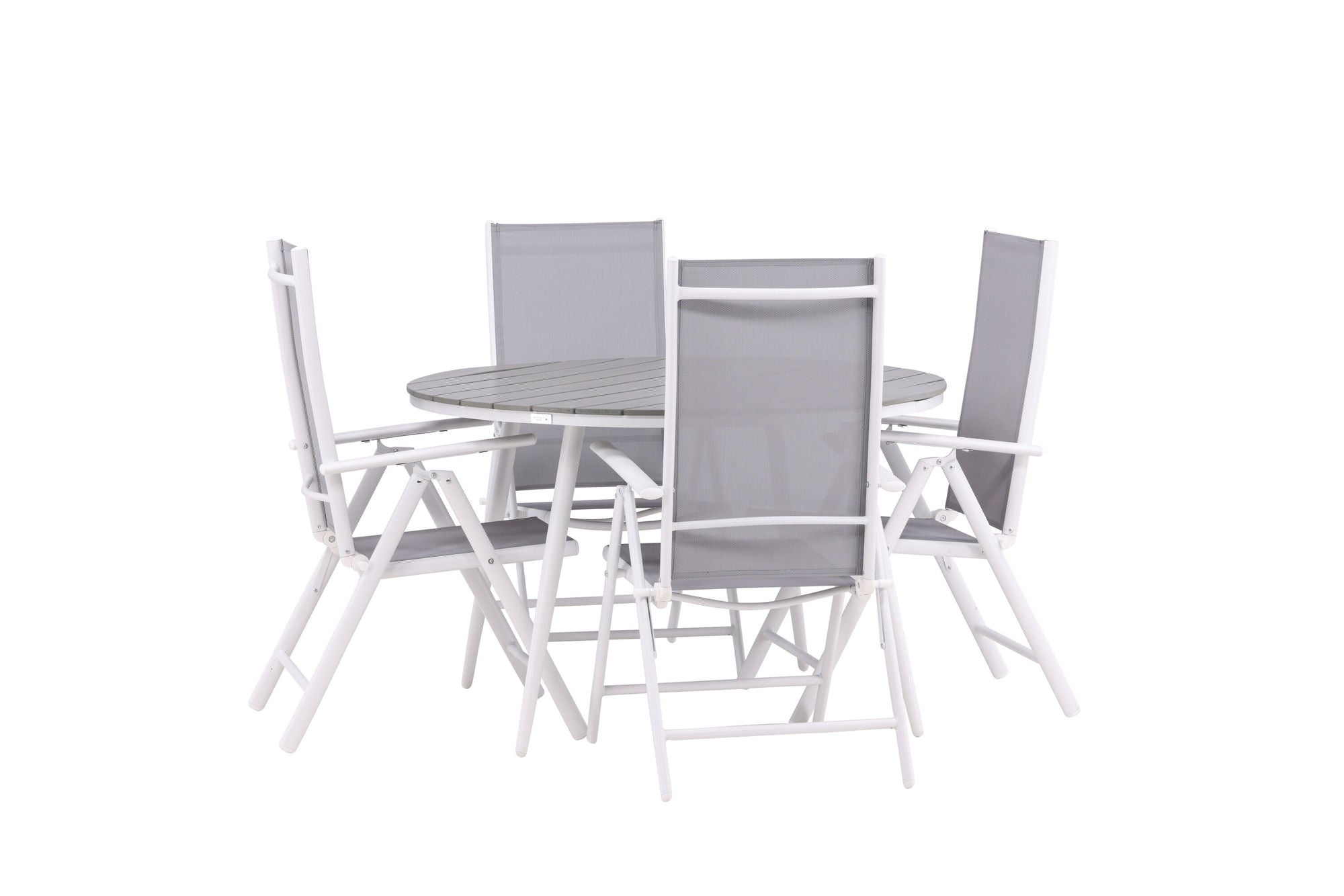 Venture Home Break - spisebord rund- White / Grey - Alu / Aintwood - 120ø _1+ Break 5:pos stol - White/Grey _4
