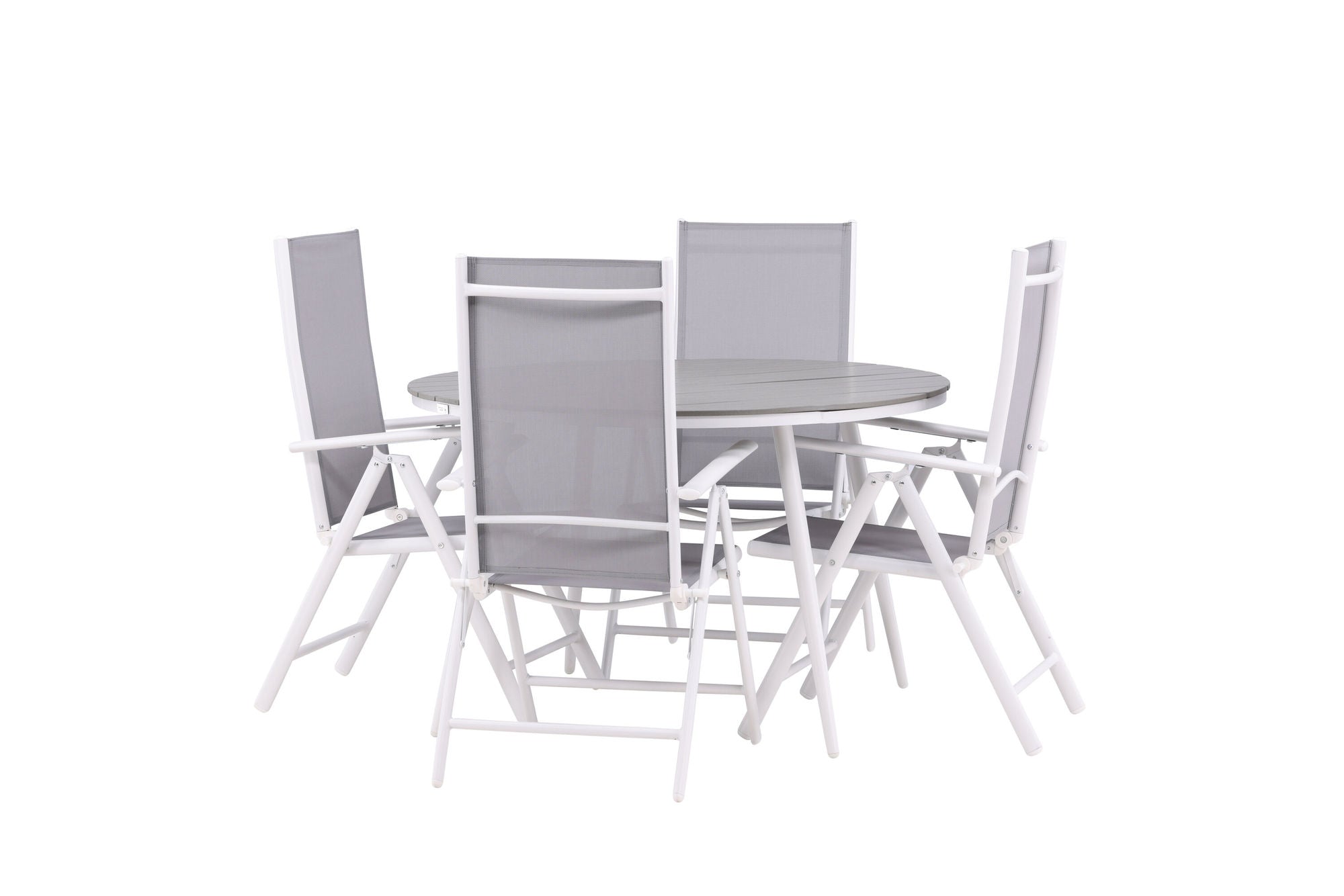 Venture Home Break - spisebord rund- White / Grey - Alu / Aintwood - 120ø _1+ Break 5:pos stol - White/Grey _4