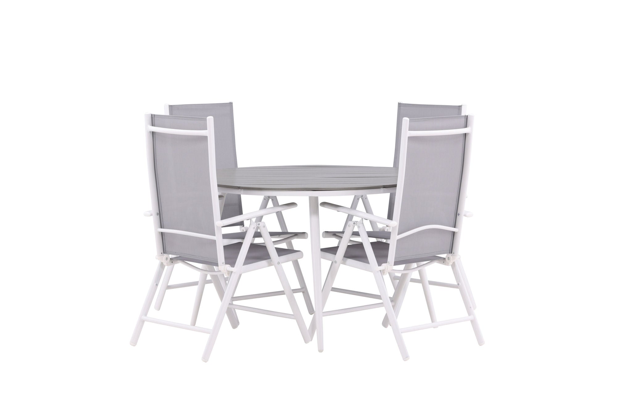 Venture Home Break - spisebord rund- White / Grey - Alu / Aintwood - 120ø _1+ Break 5:pos stol - White/Grey _4