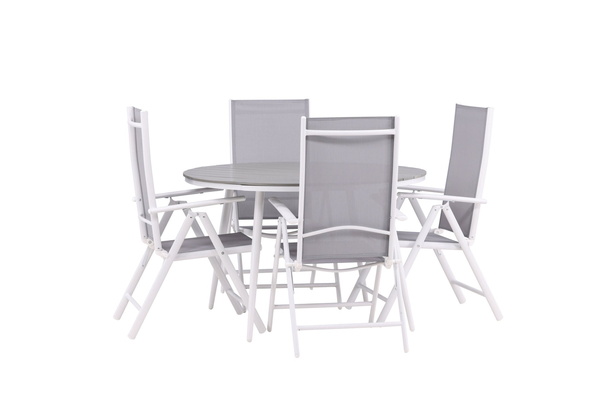 Venture Home Break - spisebord rund- White / Grey - Alu / Aintwood - 120ø _1+ Break 5:pos stol - White/Grey _4