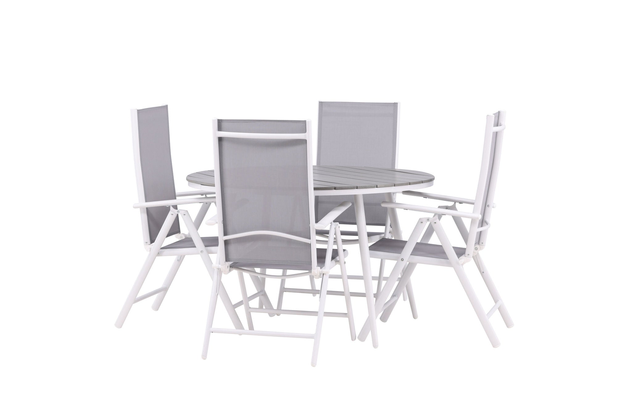 Venture Home Break - spisebord rund- White / Grey - Alu / Aintwood - 120ø _1+ Break 5:pos stol - White/Grey _4