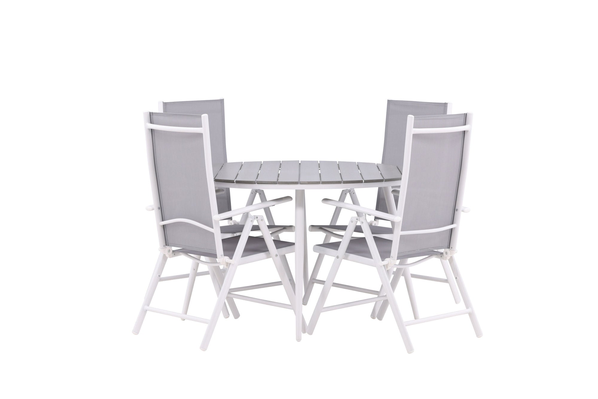 Venture Home Break - spisebord rund- White / Grey - Alu / Aintwood - 120ø _1+ Break 5:pos stol - White/Grey _4