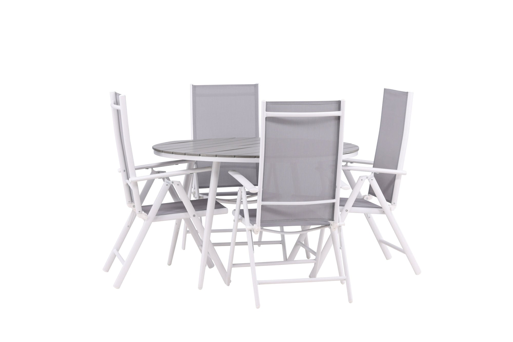 Venture Home Break - spisebord rund- White / Grey - Alu / Aintwood - 120ø _1+ Break 5:pos stol - White/Grey _4
