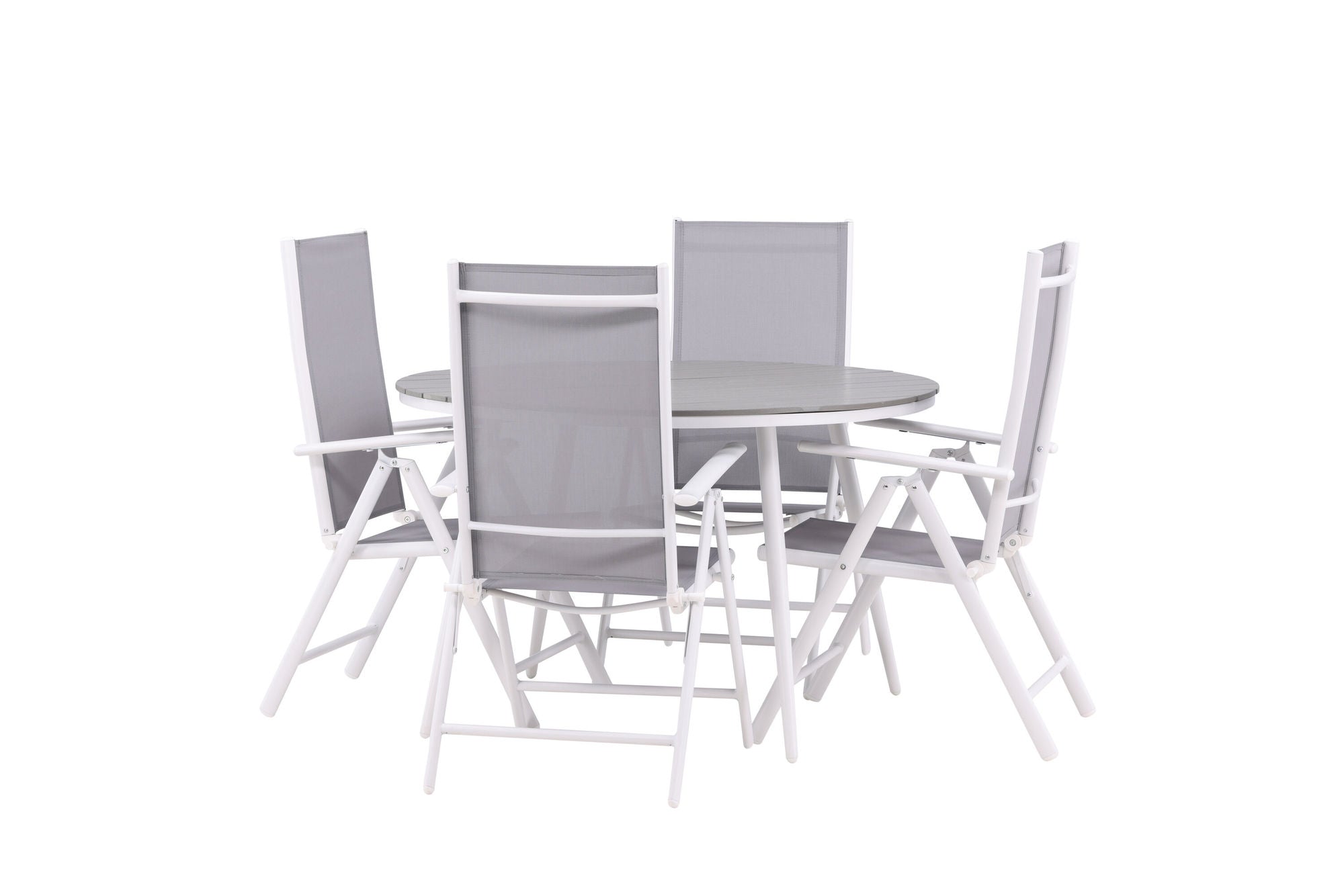 Venture Home Break - spisebord rund- White / Grey - Alu / Aintwood - 120ø _1+ Break 5:pos stol - White/Grey _4