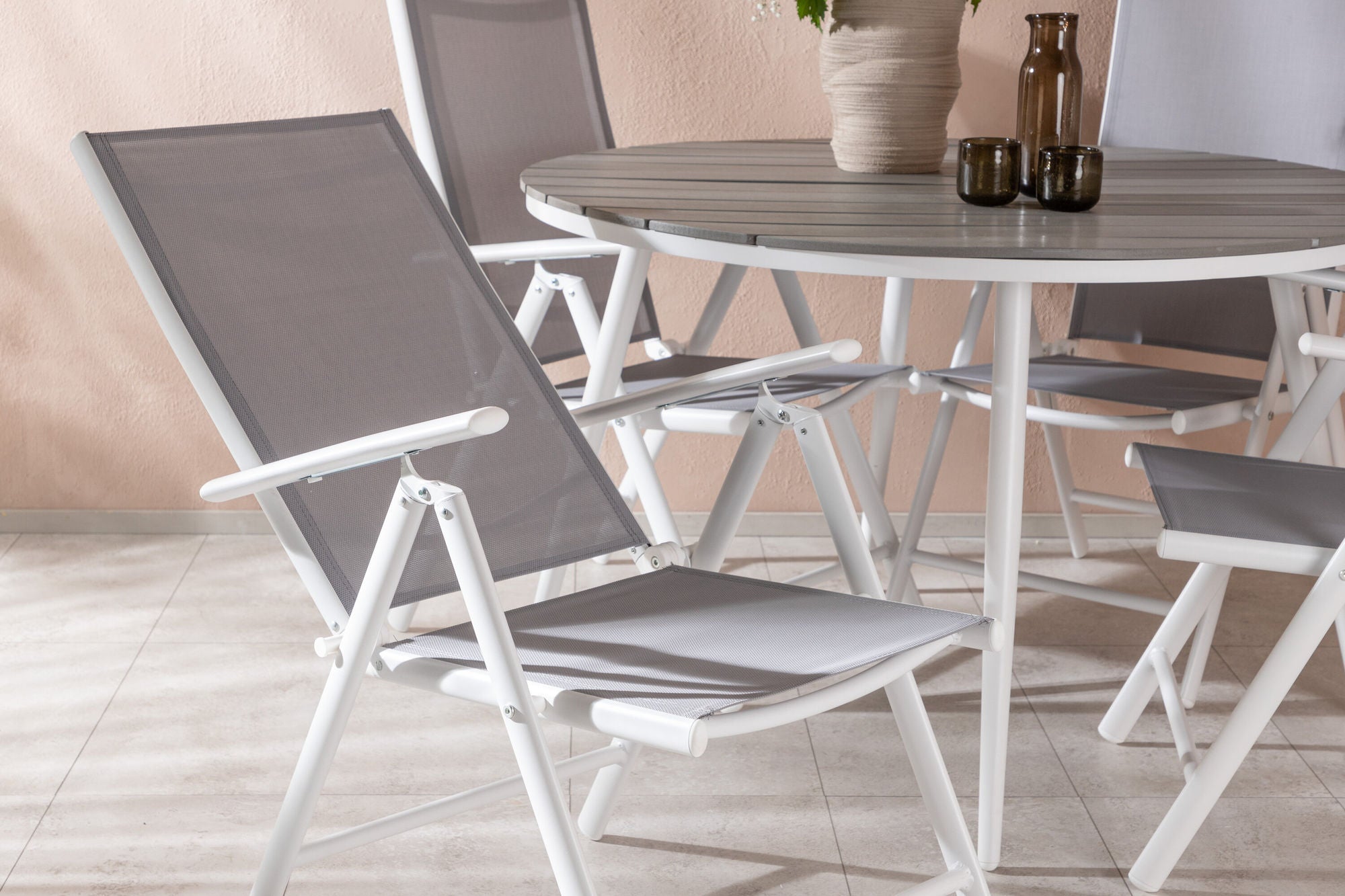 Venture Home Break - spisebord rund- White / Grey - Alu / Aintwood - 120ø _1+ Break 5:pos stol - White/Grey _4