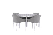 Venture Home Break - spisebord rund- White / Grey - Alu / Aintwood - 120ø _1+ Spoga - Spisebordsstol- White / Grey - - _4