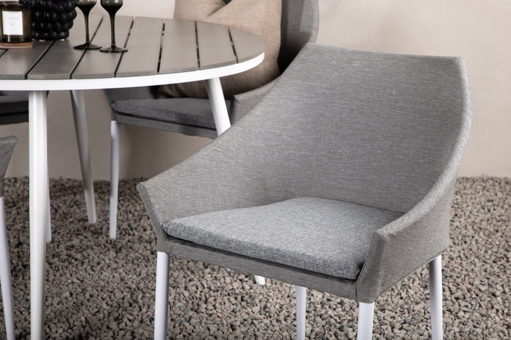 Venture Home Break - spisebord rund- White / Grey - Alu / Aintwood - 120ø _1+ Spoga - Spisebordsstol- White / Grey - - _4