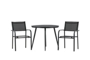 Venture Home Break - spisebord rund- Black / Black - Alu / Aintwood - 90ø _1+ Santorini Arm stol (Stackable) - Black alu / Black Textilene _2