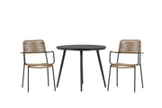 Venture Home Break - spisebord rund- Black / Black - Alu / Aintwood - 90ø _1+ Lindos - Armchair - Black Alu / Latte Rope _2