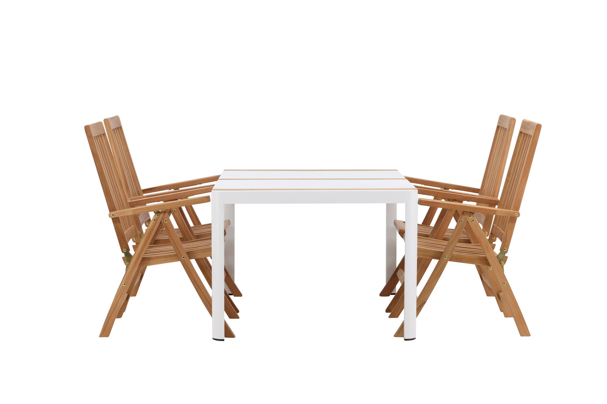 Venture Home Togo - spisebord- White / Teak - Allu / Teak - 150*100 _1+ Kenya 5-position Folding stol - Teak _4