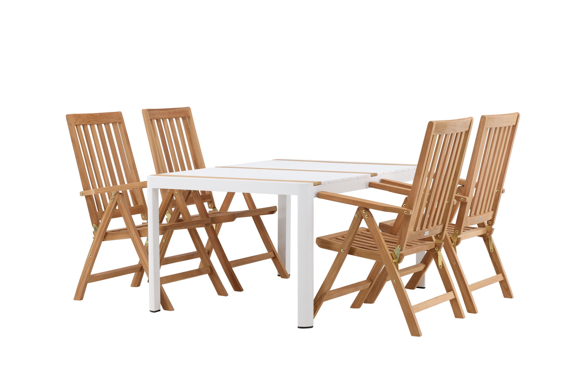 Venture Home Togo - spisebord- White / Teak - Allu / Teak - 150*100 _1+ Kenya 5-position Folding stol - Teak _4
