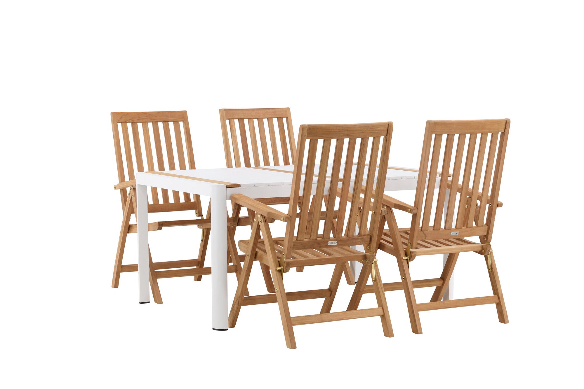 Venture Home Togo - spisebord- White / Teak - Allu / Teak - 150*100 _1+ Kenya 5-position Folding stol - Teak _4