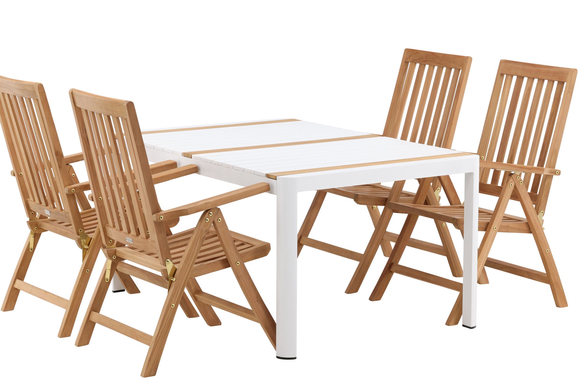 Venture Home Togo - spisebord- White / Teak - Allu / Teak - 150*100 _1+ Kenya 5-position Folding stol - Teak _4