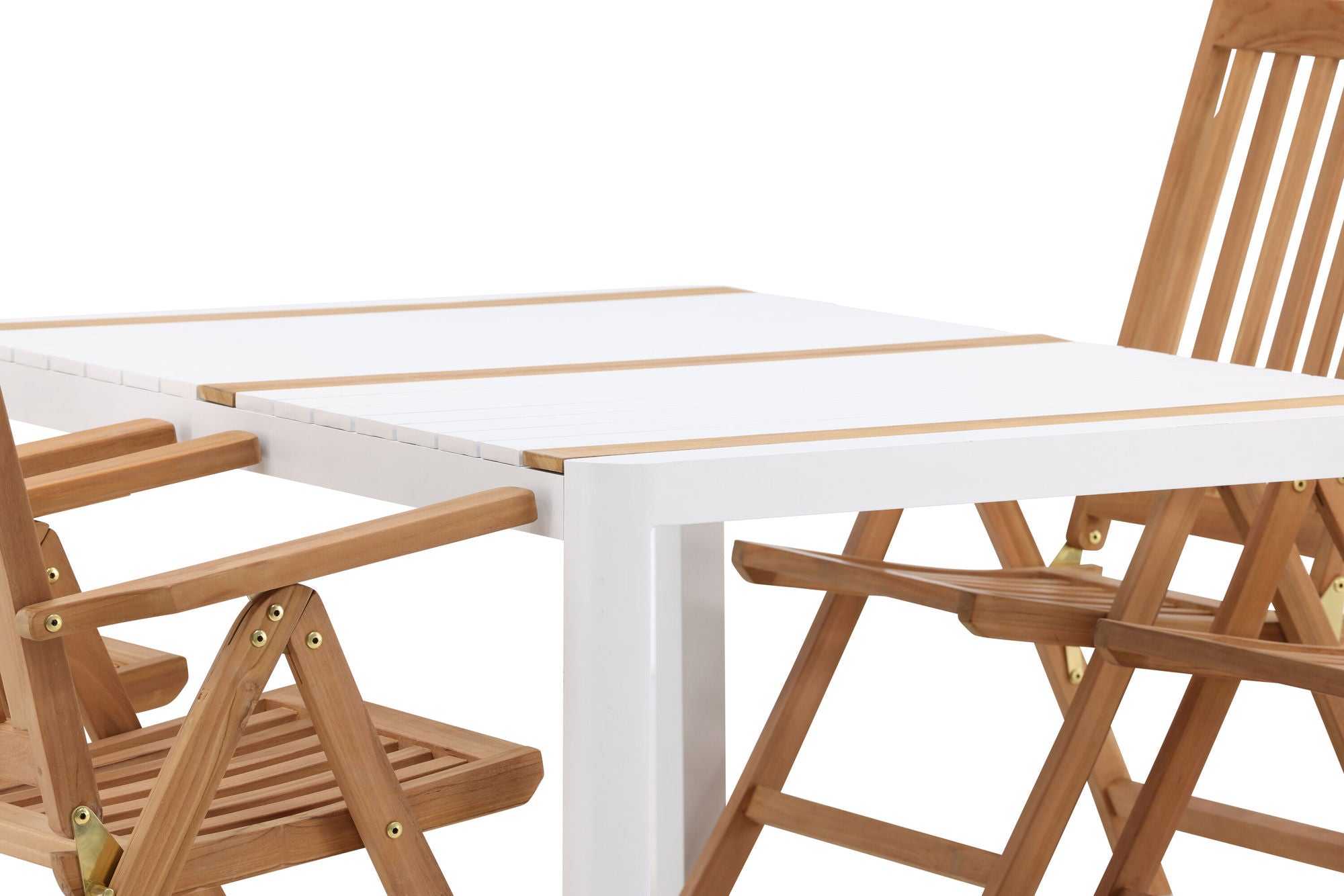 Venture Home Togo - spisebord- White / Teak - Allu / Teak - 150*100 _1+ Kenya 5-position Folding stol - Teak _4