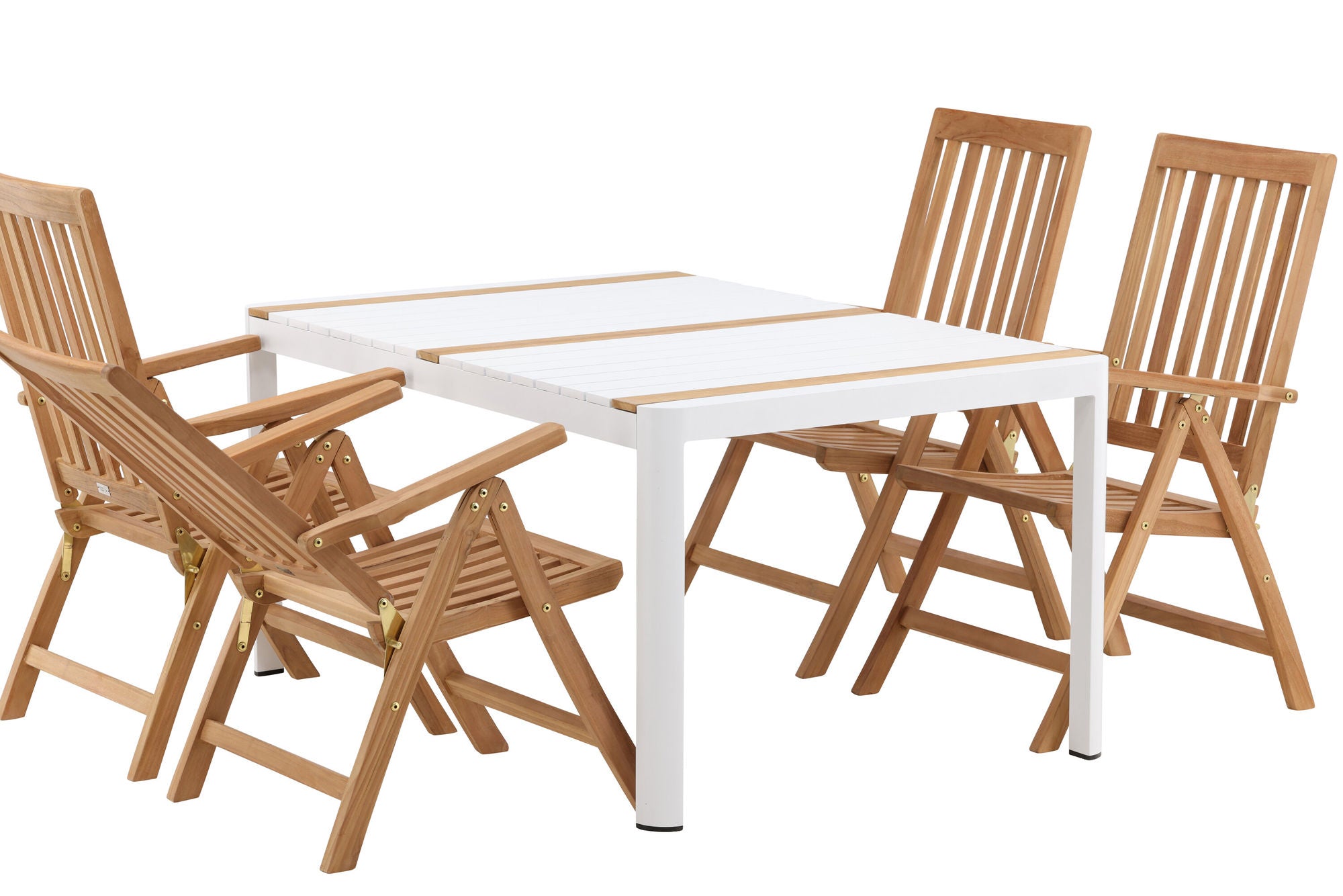 Venture Home Togo - spisebord- White / Teak - Allu / Teak - 150*100 _1+ Kenya 5-position Folding stol - Teak _4