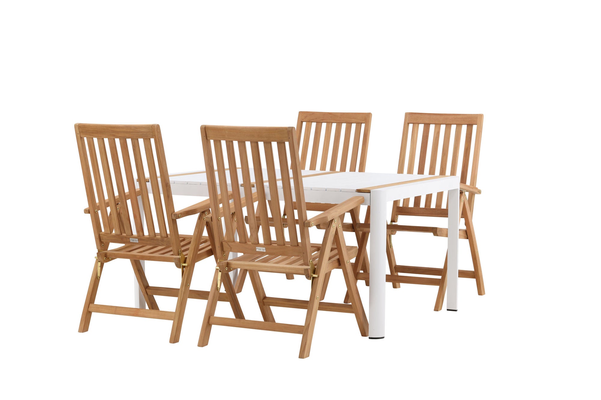 Venture Home Togo - spisebord- White / Teak - Allu / Teak - 150*100 _1+ Kenya 5-position Folding stol - Teak _4