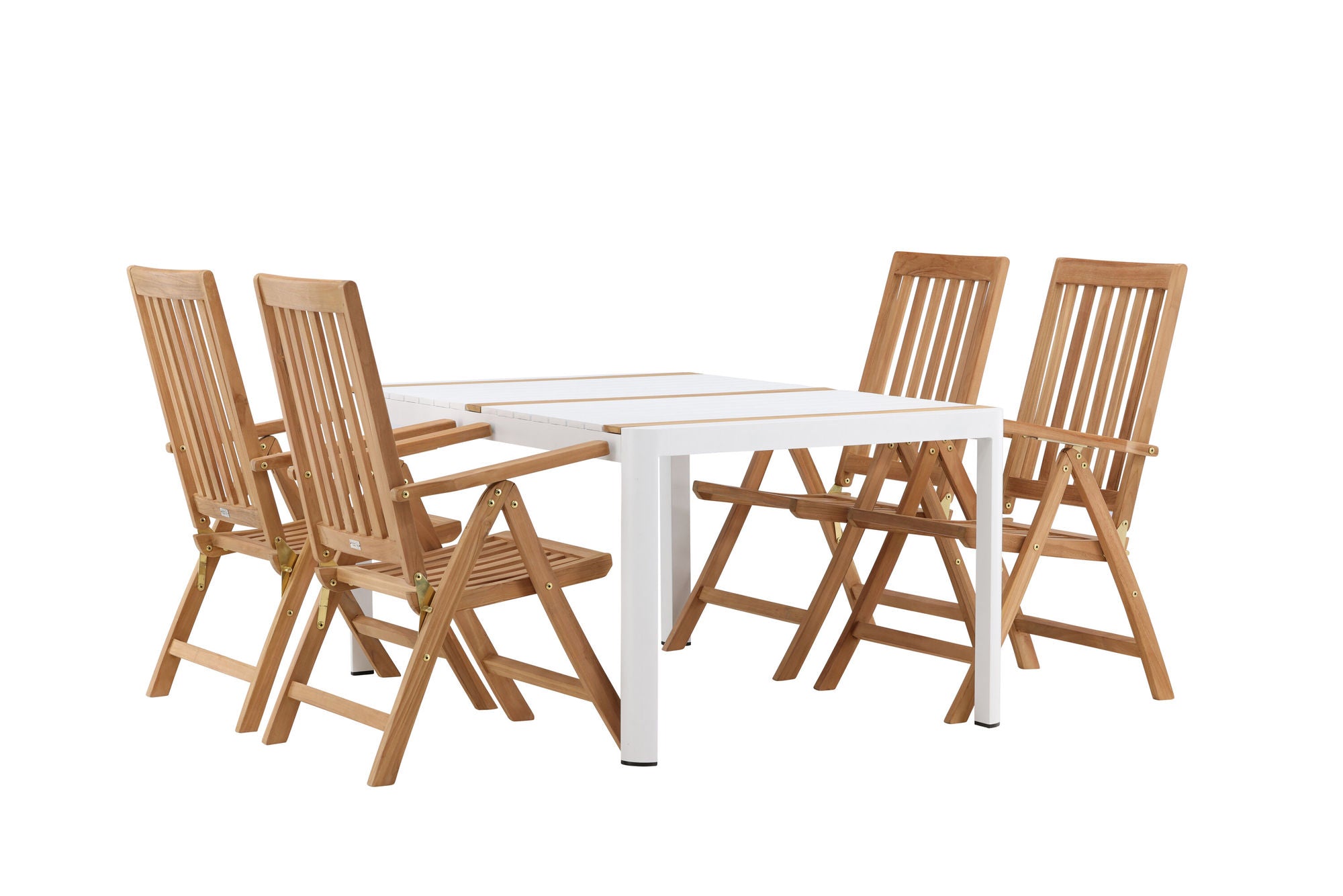 Venture Home Togo - spisebord- White / Teak - Allu / Teak - 150*100 _1+ Kenya 5-position Folding stol - Teak _4