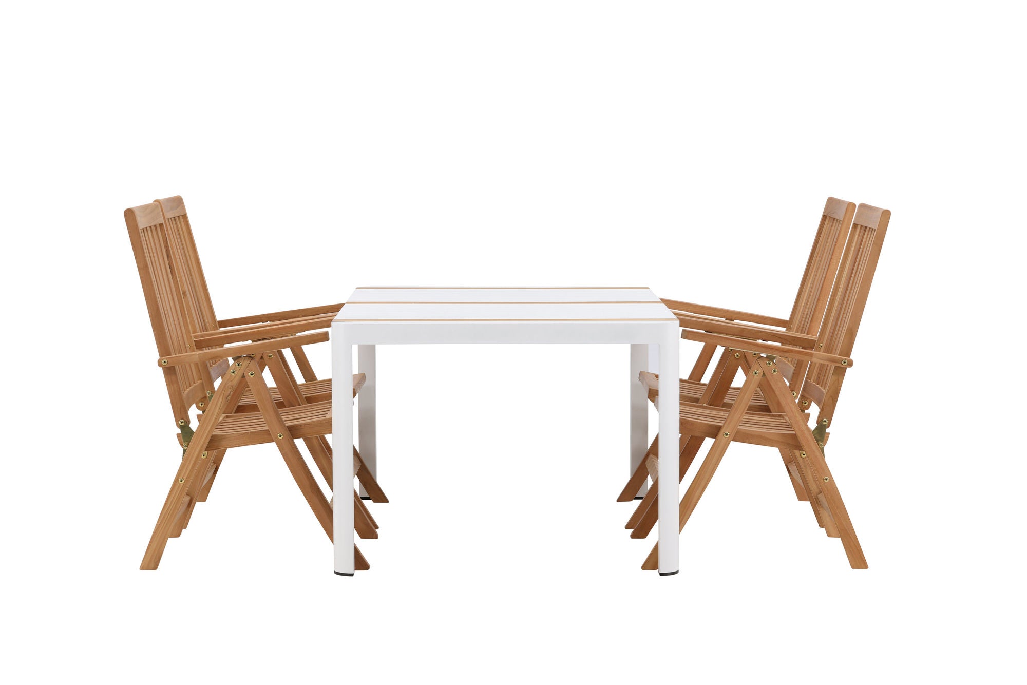 Venture Home Togo - spisebord- White / Teak - Allu / Teak - 150*100 _1+ Kenya 5-position Folding stol - Teak _4